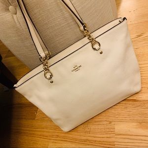 COACH white/ taupe shoulder bag
